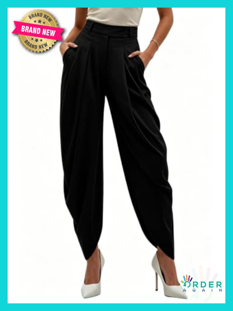 Wide Leg High Waisted Pleated Palazzo Pants Trousers